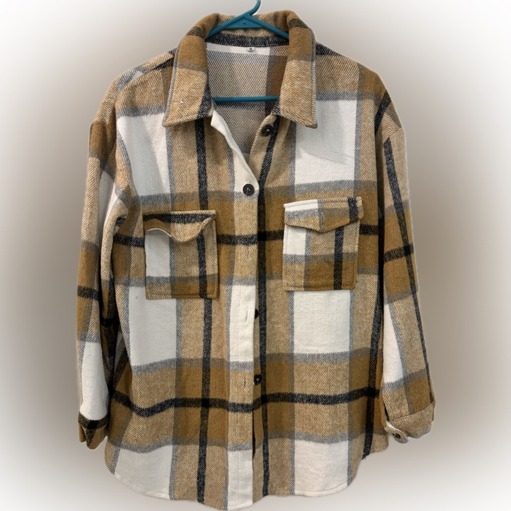 Cozy Plaid Shacket in Mustard & Cream Flannel